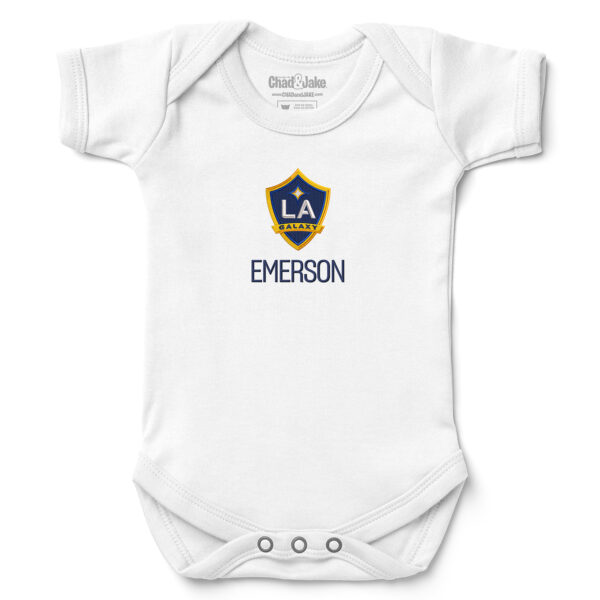 Infant Chad & Jake White LA Galaxy Logo Personalized Bodysuit