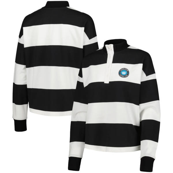 Women's Antigua  White Charlotte FC Radical Rugby Stripe Long Sleeve T-Shirt