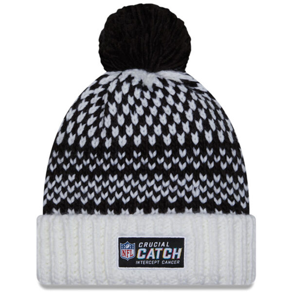 Women's New Era  Black/White Minnesota Vikings 2023 NFL Crucial Catch Cuffed Pom Knit Hat - Image 5