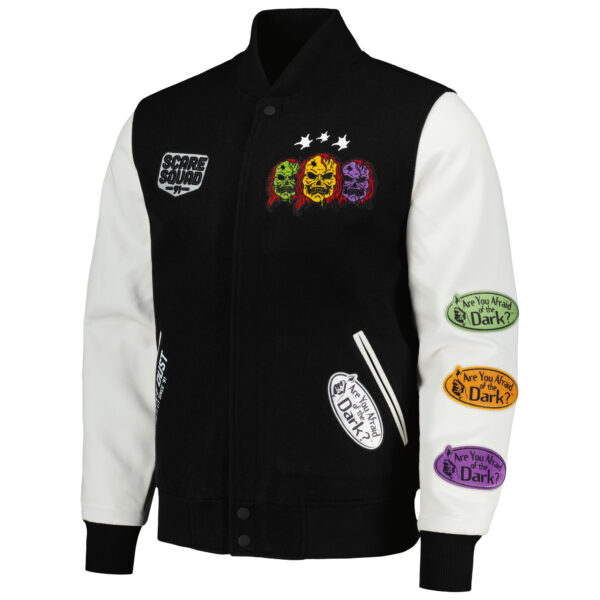 Men's Freeze Max Black Are You Afraid of the Dark? Scare Squad Creepy Full-Zip Varsity Jacket - Image 6
