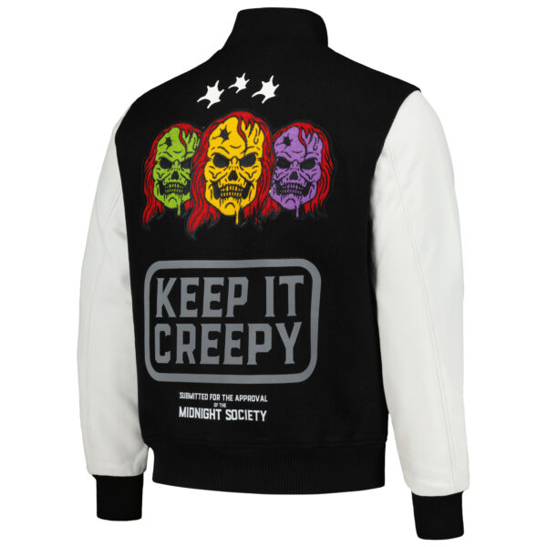 Men's Freeze Max Black Are You Afraid of the Dark? Scare Squad Creepy Full-Zip Varsity Jacket - Image 7