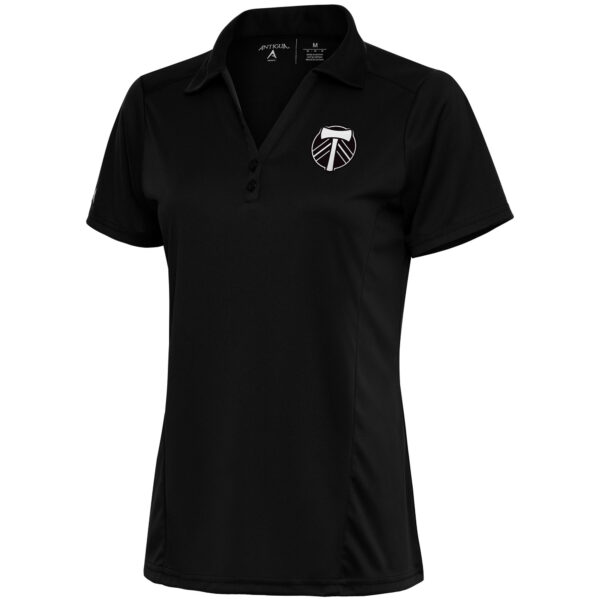 Women's Antigua  Black Portland Timbers Brushed Metallic Tribute Desert Dry Polo