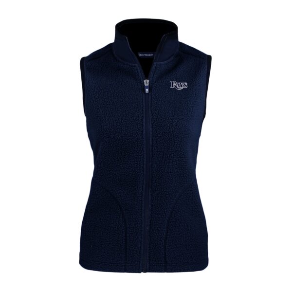 Women's Cutter & Buck Navy Tampa Bay Rays Cascade Eco Sherpa Fleece Vest - Image 3