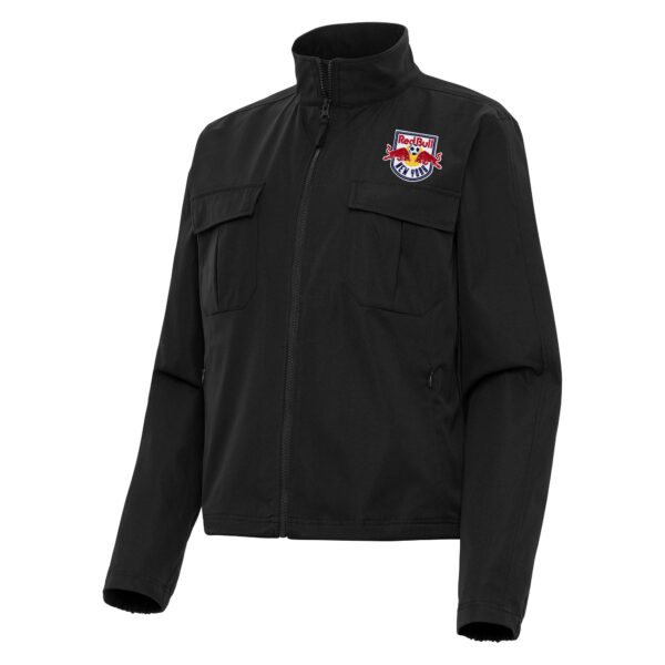 Women's Antigua Black New York Red Bulls Even Par Full-Zip Jacket