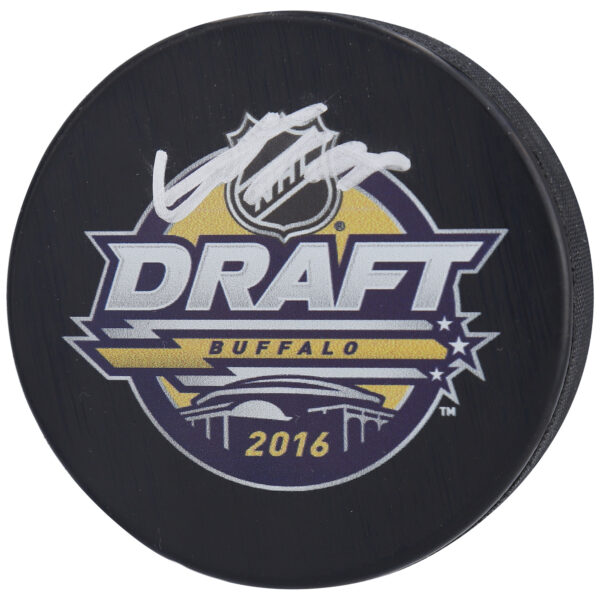 Adam Fox New York Rangers Autographed 2016 NHL Draft Logo Hockey Puck