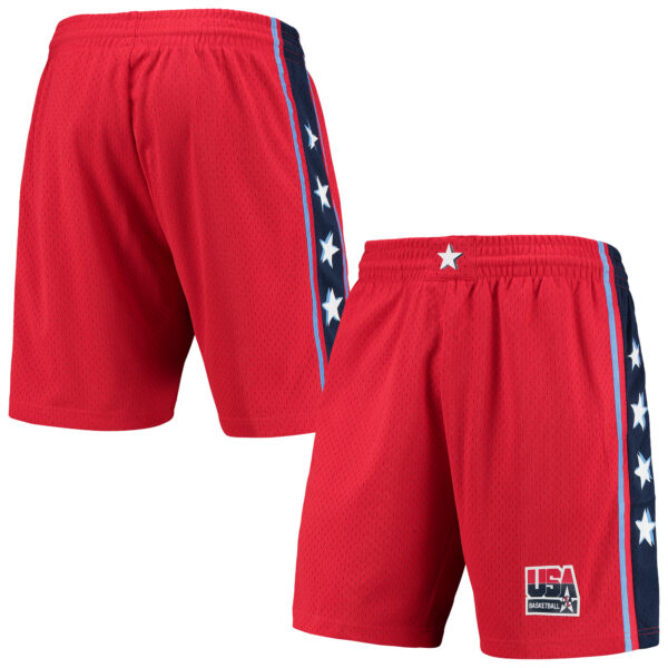 Men's Mitchell & Ness Red USA Basketball Hardwood Classics 1996 Dream Team III Swingman Shorts - Image 4