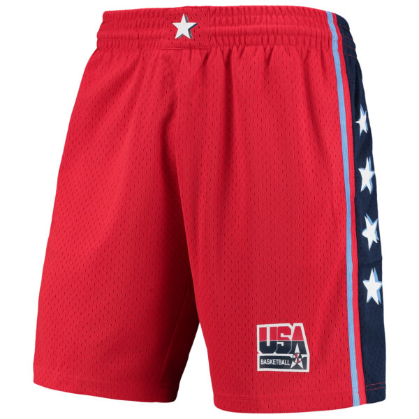 Men's Mitchell & Ness Red USA Basketball Hardwood Classics 1996 Dream Team III Swingman Shorts - Image 5