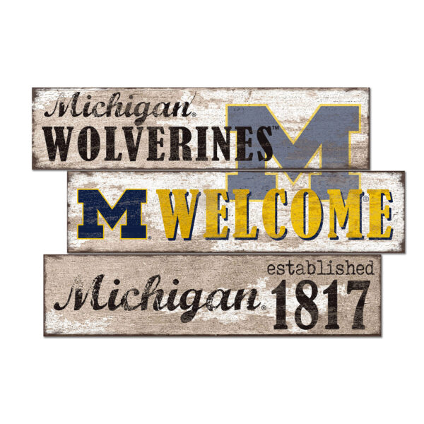 Michigan Wolverines 24" 3-Plank Welcome Sign