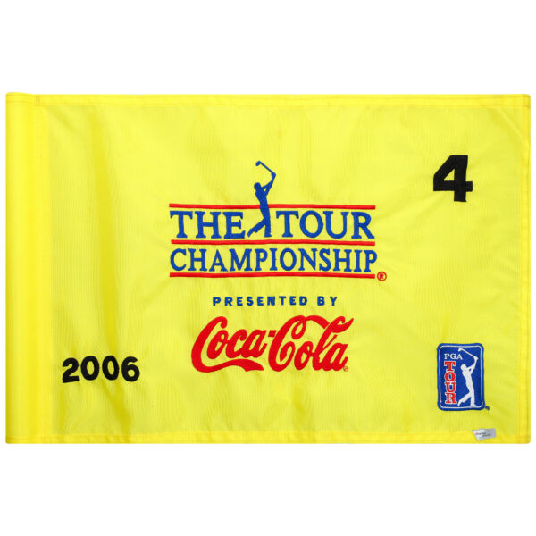 Event-Used #4 Yellow Pin Flag from The Tour Championship on November 2nd to 5th 2006