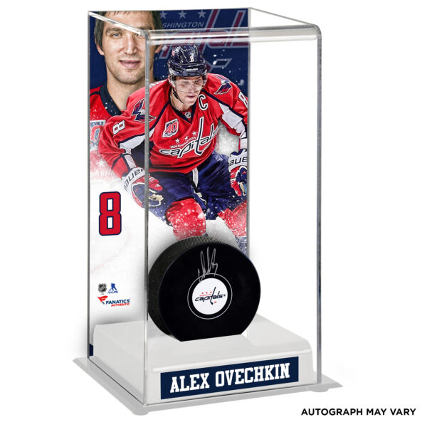 Alex Ovechkin Washington Capitals Autographed Puck with Deluxe Tall Hockey Puck Case