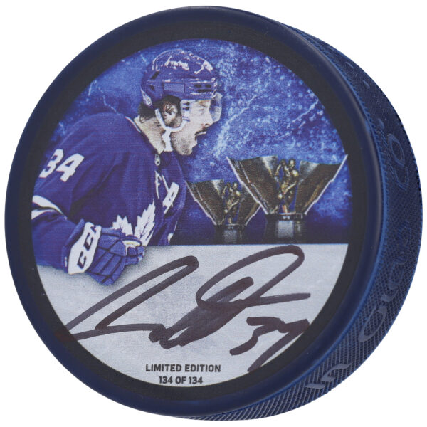 Auston Matthews Toronto Maple Leafs Autographed Inglasco Rocket Richard Puck - Limited Edition of 134 - Image 4