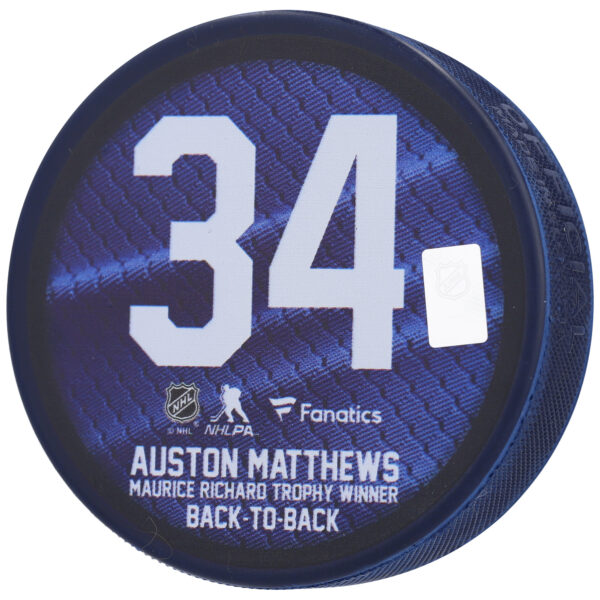 Auston Matthews Toronto Maple Leafs Autographed Inglasco Rocket Richard Puck - Limited Edition of 134 - Image 5