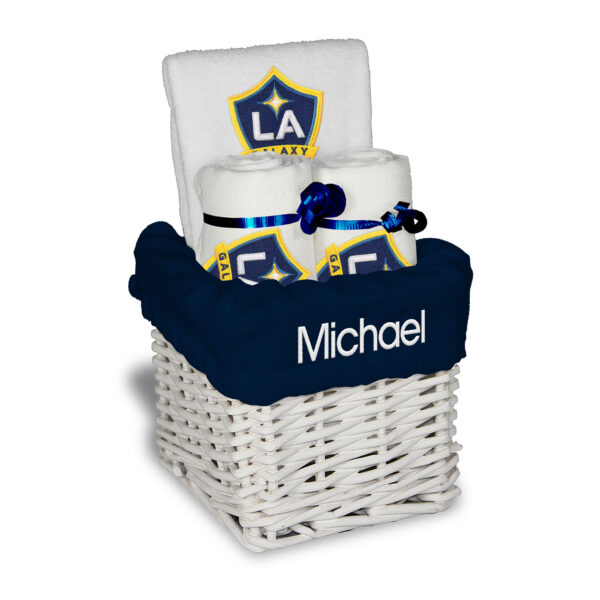 Infant White LA Galaxy Personalized Small Gift Basket