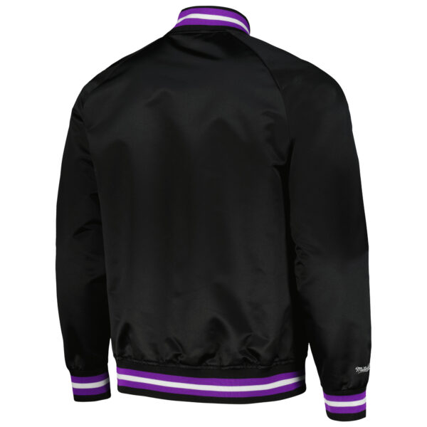 Men's Mitchell & Ness Black Toronto Raptors Hardwood Classics  Throwback Wordmark Raglan Full-Snap Jacket - Image 7