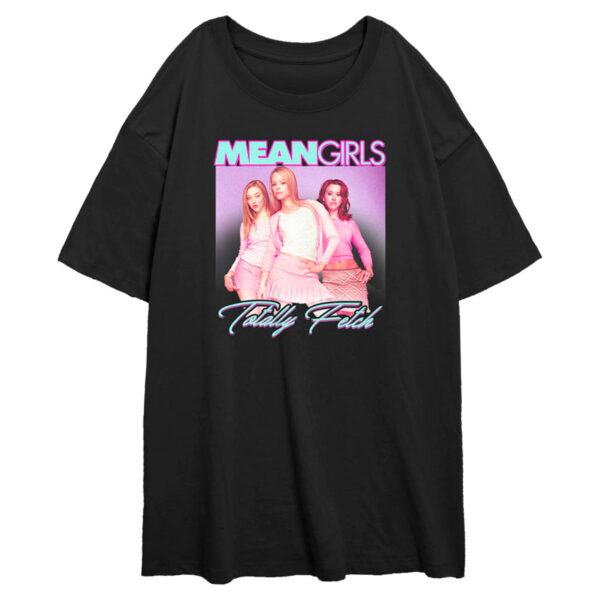 Women's Mad Engine Black Mean Girls Totally Fetch Oversized Graphic T-Shirt