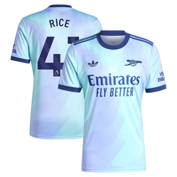 Men's adidas Originals Declan Rice Aqua Arsenal 2024/25 Third Replica Player Jersey