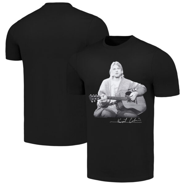 Unisex Kurt Cobain Black Nirvana Guitar Live Photo T-Shirt