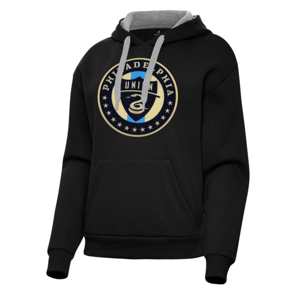 Women's Antigua Black Philadelphia Union Victory Pullover Hoodie