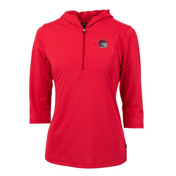 Women's Cutter & Buck Red Winston-Salem State Rams Virtue Eco Pique Half-Zip 3/4 Sleeve Pullover Hoodie