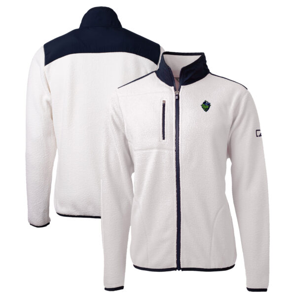 Men's Cutter & Buck White/Navy Hillsboro Hops Big & Tall Cascade Eco Sherpa Fleece Full-Zip Jacket - Image 5
