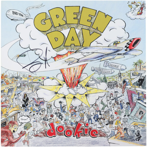 Billie Joe Armstrong, Tré Cool & Mike Dirnt Green Day Multi-Signed Dookie Album - Signed in Black and Silver Ink - BAS