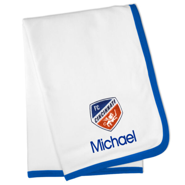 Infant White FC Cincinnati Personalized Blanket