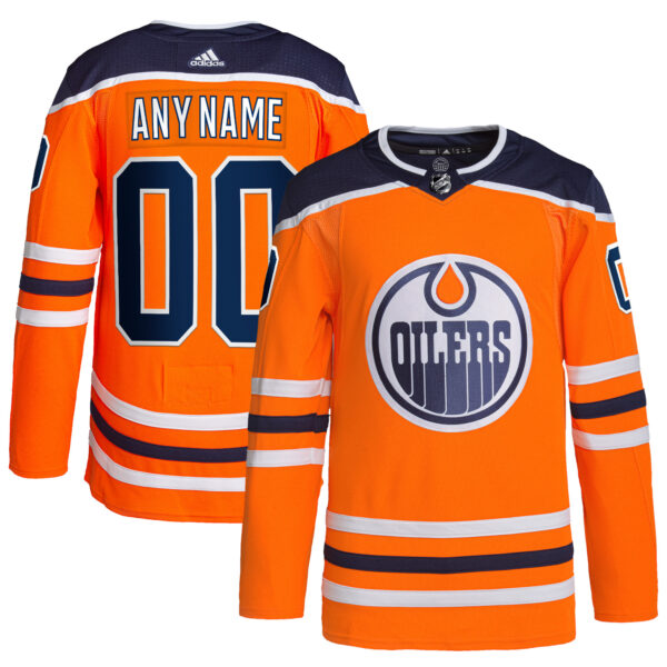 Men's adidas  Orange Edmonton Oilers Home  Primegreen Authentic Custom Jersey - Image 5