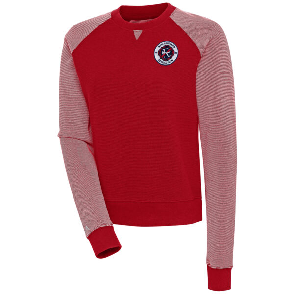 Women's Antigua  Red/White New England Revolution Flier Bunker Tri-Blend Pullover Sweatshirt
