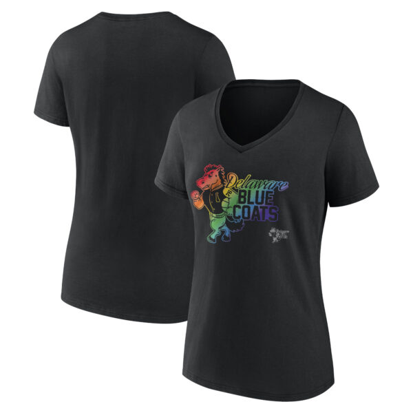 Women's Black Delaware Blue Coats Pride Logo V-Neck T-Shirt - Image 5