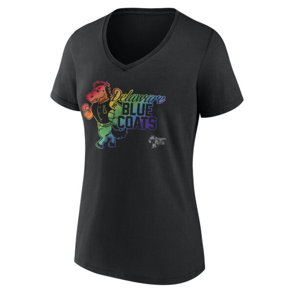 Women's Black Delaware Blue Coats Pride Logo V-Neck T-Shirt - Image 6