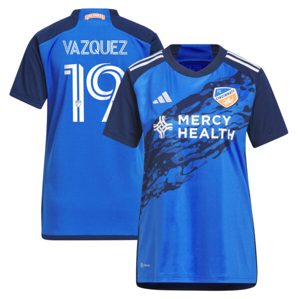 Women's adidas Brandon Vazquez Blue FC Cincinnati 2023 River Kit Replica Jersey