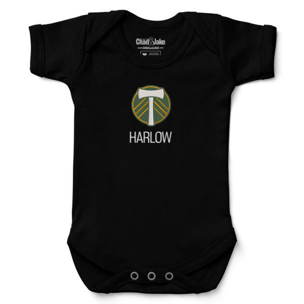 Infant Chad & Jake Black Portland Timbers Logo Personalized Bodysuit