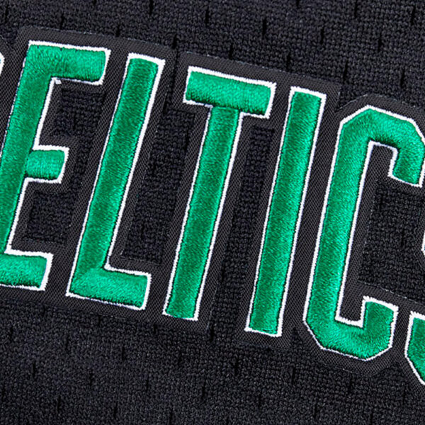 Men's Pro Standard Black Boston Celtics Script Tail Mesh V-Neck Button-Up Shirt - Image 14