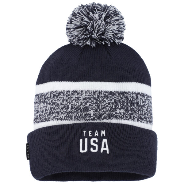 Men's Nike Navy Team USA Peak Cuffed Knit Hat with Pom