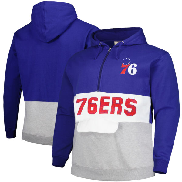 Men's Fanatics Royal Philadelphia 76ers Big & Tall Anorak Half-Zip Hoodie - Image 5