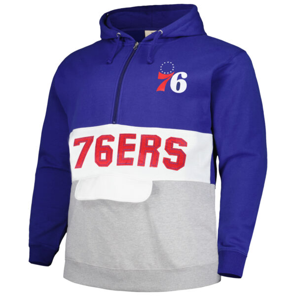 Men's Fanatics Royal Philadelphia 76ers Big & Tall Anorak Half-Zip Hoodie - Image 6