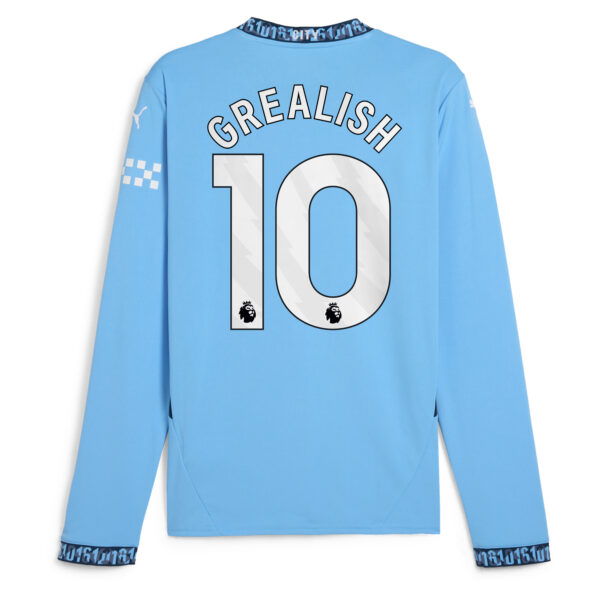 Men's Puma Jack Grealish Light Blue Manchester City 2024/25 Home Replica Long Sleeve Player Jersey - Image 7