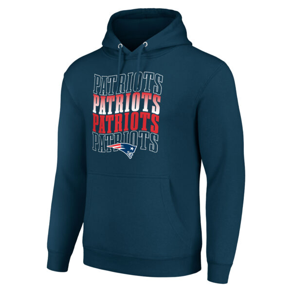 Men's Starter Navy New England Patriots Four Team Name Logo Fleece Pullover Hoodie - Image 6