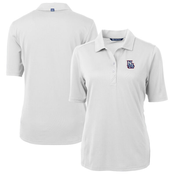Women's Cutter & Buck White New Hampshire Fisher Cats Virtue DryTec Eco Pique Recycled Polo