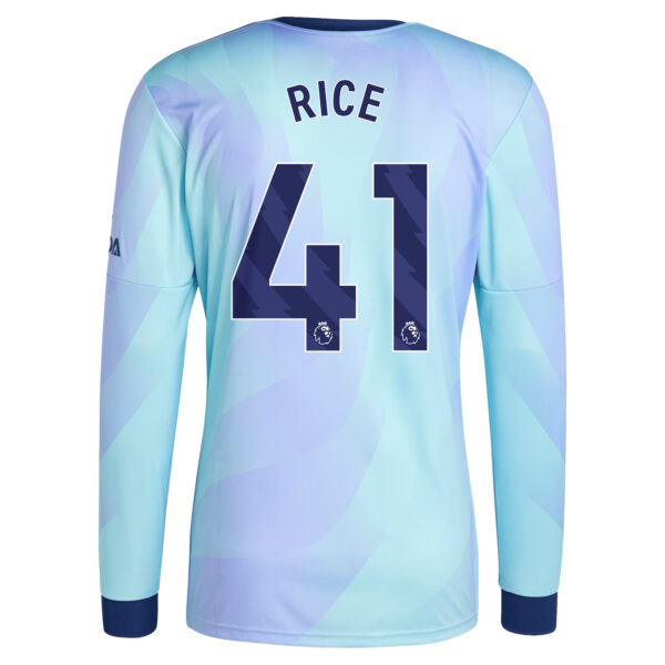 Men's adidas Originals Declan Rice Aqua Arsenal 2024/25 Third Replica Long Sleeve Player Jersey - Image 9