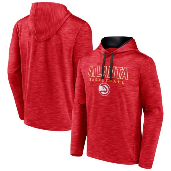 Men's Fanatics Heather Red Atlanta Hawks Fast Break Pullover Hoodie - Image 5