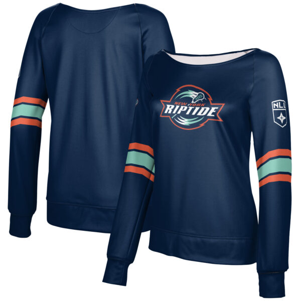 Girls Youth Epoch Lacrosse Blue New York Riptide Boat Neck Pullover Sweatshirt