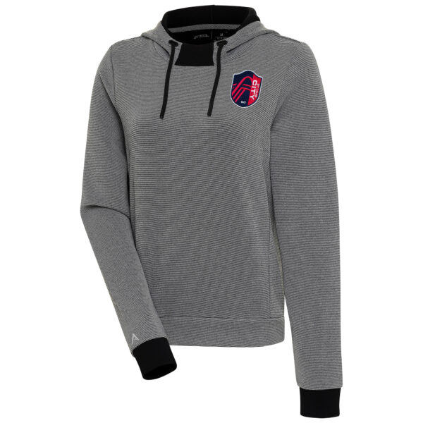 Women's Antigua  Black St. Louis City SC Axe Bunker Tri-Blend Pullover Hoodie