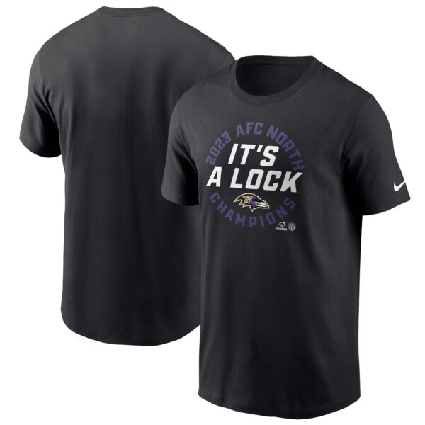 Men's Nike Black Baltimore Ravens 2023 AFC North Division Champions Locker Room Trophy Collection T-Shirt - Image 5