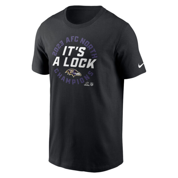 Men's Nike Black Baltimore Ravens 2023 AFC North Division Champions Locker Room Trophy Collection T-Shirt - Image 6
