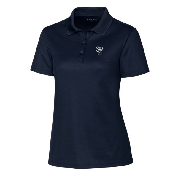 Women's Cutter & Buck  Navy Scranton Wilkes-Barre RailRiders Clique Spin Eco Performance Pique Women's Polo - Image 3