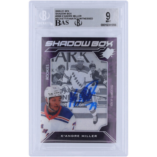 K'Andre Miller New York Rangers Autographed 2020-21 Upper Deck SPX Shawdow Box #SB-8 Beckett Fanatics Witnessed Authenticated 9/10 Rookie Card - Image 4