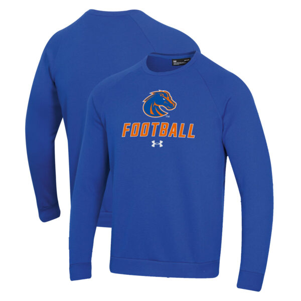 Men's Under Armour  Royal Boise State Broncos Football Rival Fleece Raglan Pullover Sweatshirt