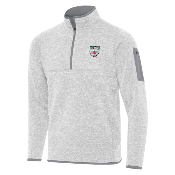 Men's Antigua  Heather Gray Chicago Red Stars Fortune Quarter-Zip Jacket