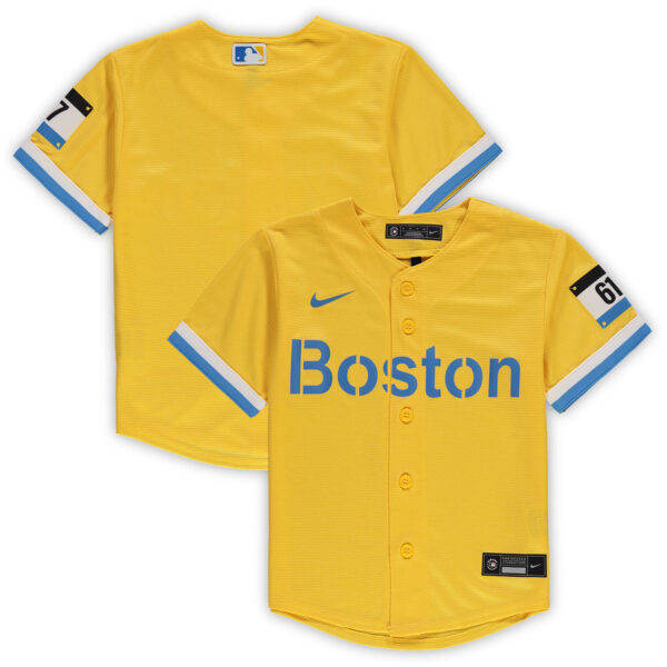 Preschool Nike Gold Boston Red Sox MLB City Connect Replica Team Jersey - Image 5